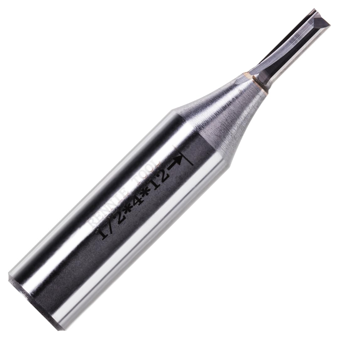 Rennie Tools - 4mm Cutting Diameter x 12mm Flute x 1/2" Shank TCT Tipped 2 Flute Straight Router Cutter Bit. Compatible With Makita Trend Festool Hikoki Dewalt Router Etc. 4mm Router Bit