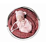 Fashion Newborn Boy Girl Baby Costume Knitted Photography Props Hat Sleeping Bag (Light Pink)