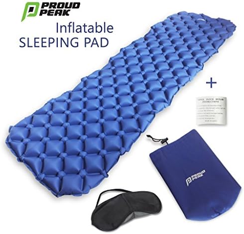 Sleeping Pad Camping Air Mattress - includes Soft, Comfortable Sleep Mask - Ultralight Sleeping Mat Ideal for Backpacking, Hiking, Fishing, Travel and All Outdoor Adventures for Kids, Adult Men, Women