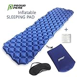 Sleeping Pad Camping Air Mattress - includes Soft, Comfortable Sleep Mask - Ultralight Sleeping Mat Ideal for Backpacking, Hiking, Fishing, Travel and All Outdoor Adventures for Kids, Adult Men, Women