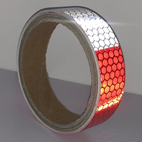 Red White Honeycomb Reflective Tape 1"X4'-Waterproof Self-adhesive Trailer Reflector Tape-reflective Tape for Trucks,Trailers,Car,Warning Caution Conspicuity Tape