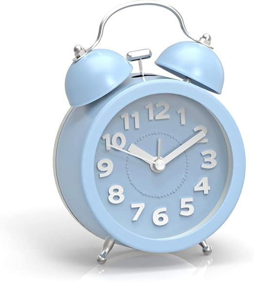 Amazon Com Pilife 3 Mini Non Ticking Vintage Classic Analog Alarm Clock With Backlight Battery Operated Travel Clock Loud Twin Bell Alarm Clock For Kids 3d Blue Home Kitchen