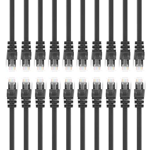 GearIT 20 Pack, Cat 6 Ethernet Cable Cat6 Snagless Patch 2 Feet - Computer LAN Network Cord, Black