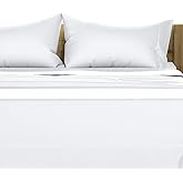 TEXAS LINEN CO. 100% Egyptian Cotton Queen Sheets Set - Luxury 1500 Thread Count Egyptian Cotton Sheets Queen Size Bed Set, 17" Deep Pocket, Soft, Cooling Sateen Hotel Quality Bedding Set - White