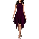WOOSEA Women's Sleeveless Halter Neck Formal Dress Hem Asymmetrical A Line Party Cocktail Dress