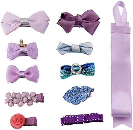 BonnyGirl Boutique Baby Girls Hair Bows Clips Barrettes with Hair Bows Holder Mixed Style (Purple)