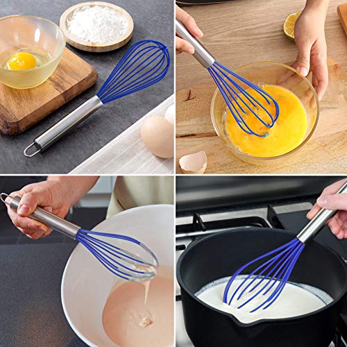 Hibery 3 Pack Silicone Whisk (Upgraded), Stainless Handle Wisk Kitchen