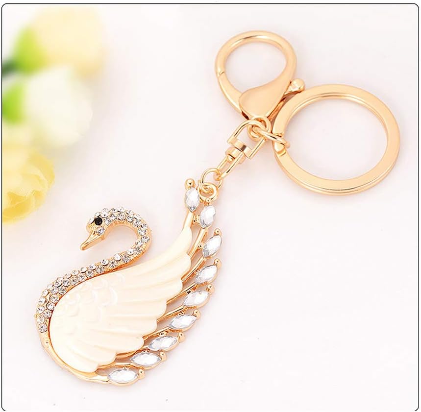 Crystal Rhinestone Keychain Swan Keychain Keyring Bag Purse Charms Birthday - Image 4