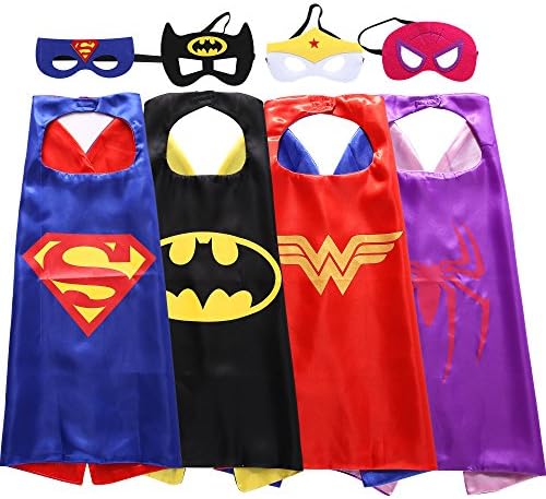 Superhero Capes and Masks Costumes For Boys and Girls SET of 4
