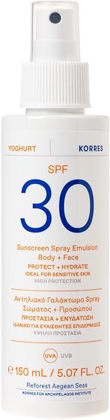 Korres YOGHURT Sun Protection Spray Emulsion Face Body SPF30 150ml Hydrating view 2