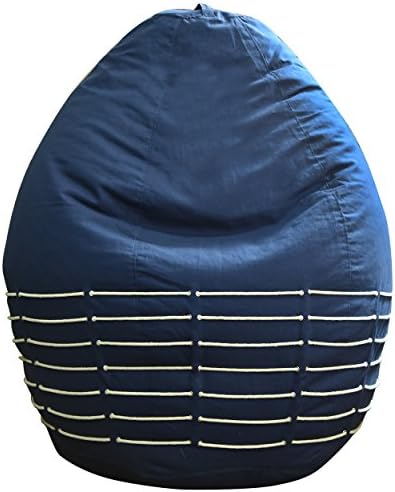 Oocha XXXL Blue Crushed Canvas Bean Bag Cover with White Cotton Chains &amp; Easy Carry Handle