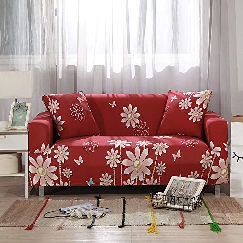 FORCHEER Sofa Slipcover Stretch Printed Cushion Sectional Couch Cover Fitted Leather Furniture Protection Pet for Living Room(Big Sofa,#Red18)