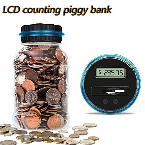 Digital Coin Bank Jar Coin Counter Storage, 1.8L Coin Piggy Saving Bank, Money Saving Box Jar Bank with LCD Battery Coin Counter for Kid Adult Boy Girl As Unique Gift - Thumbnail 3