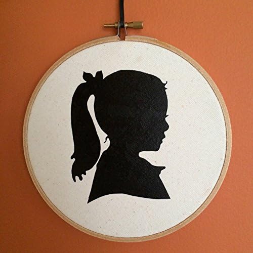 Custom Silhouette Embroidery Hoop Art - Black on Natural Cotton Canvas