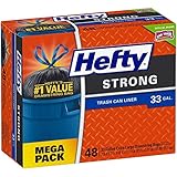 Hefty Strong Multipurpose Extra Large Trash Bags, 33 Gallon, 48 Count