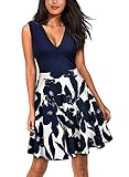 Miusol Women's Casual Flare Floral Contrast Evening Party Mini Dress