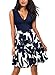 Miusol Women's Casual Flare Floral Contrast Evening Party Mini Dress,Blue,XX-Large
