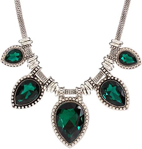 Girl Era Womens Retro Handmade Teardrop Diamond Palace Collar Necklace Chunky Metal Chain,g