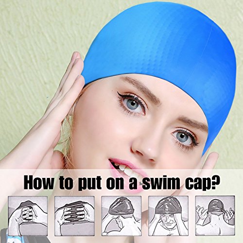image for COOLOO Swim Cap for Men Women, 2 Pack Silicone Solid Unisex Swimming C