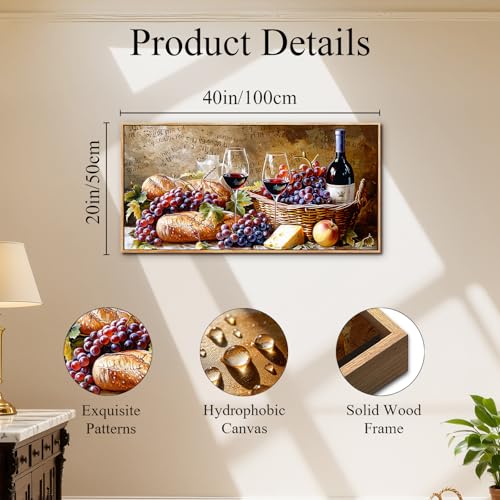 SERIMINO Modern Living Room Decoration Frames, Large Decorative Canvas, Vintage Kitchen Decoration, Red Wine Paintings Bedroom, Dining Room, Hallways, 50 x 100 cm