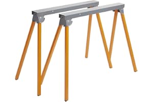Bora Portamate PM-3300T Steel Folding Sawhorses – Set of 2 Heavy Duty Stands – Pre-Assembled, Orange, 33"