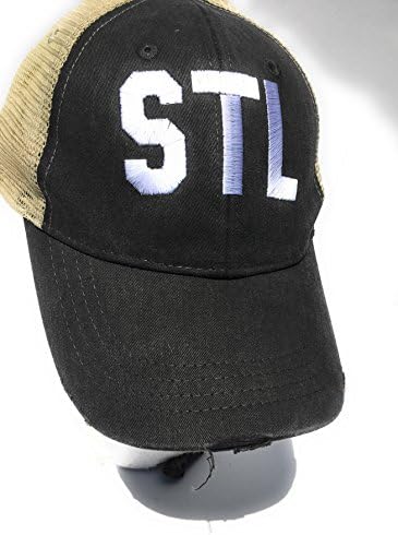 Airport Code Black Distressed Trucker Hat STL