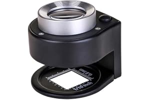 Bysameyee 30X Handheld Microscope Magnifying Glass Jewelers Loupe with Light, 6 LED Desktop Metal Magnifier Portable Folding Scale Eye Loop for Textile Optical Jewelry Tool Coins Currency Stamps Gems