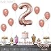 Rose Gold Number 2 Balloon for Birthday - Large 40 Inch | Rose Gold Latex Balloons Pack of 7 | 2nd Birthday Balloons Decorations for Girl | Mylar Number 2 Rose Gold Balloon for Second Birthday Decor