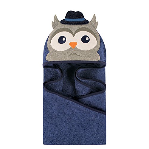 Hudson Baby Animal Face Hooded Towel, Mr. Owl