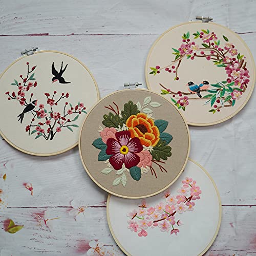 4 Set of Full Range Embroidery Kits for Beginners Stamped Embroidery