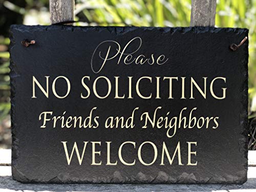 Sassy Squirrel No Soliciting Sign for House - Slate House Sign - No Solicitation - Keep Solicitors Away with This Outdoor Plaque Available 2 Sizes 12"x8" and 16"x10"