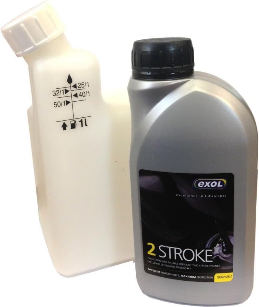 Exol 500ml 2 Stoke oil with fuel mixing bottle - scooter chainsaw strimmer two stroke oil