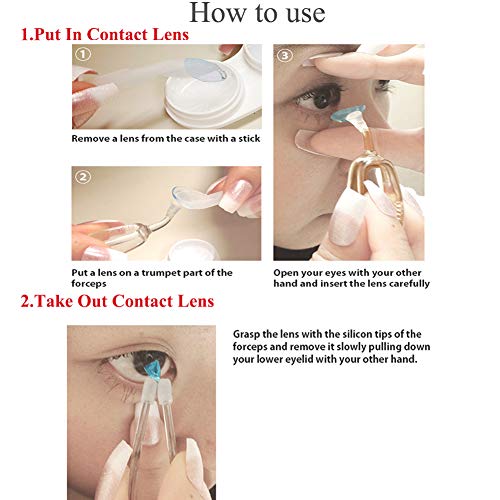Soft Contact Lens Insertion & Remover Tool RGP Plunger for Hard Lenses- Contact Lens Handler Device Includes Tweezers and Soft Silicone Scoop