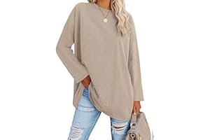 Famulily Oversized Tshirt Womens Loose Fit Comfy Crewneck Long Sleeve Fall Tops Basic Cotton Tee