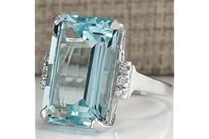 Trendy Silver Plated Inlay Synthetic Sea Blue Gemstone Rings for Women Wedding Party Jewelry