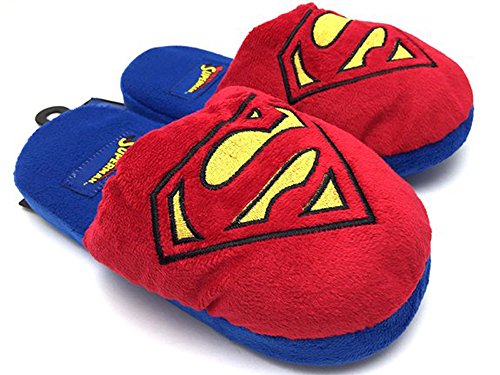 Superman Super Hero Cartoon Plush Slipper Mens Adult Red Blue DC Comics Medium
