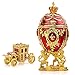 Unique, Decorative Red Faberge Egg: Extra Large 6.6 inches, Hand Painted Jewelry Box for the Ultimate Home Décor, Comes with Gift Faberge Carriage, Store Your Rings, Earrings and Jewelry in Style