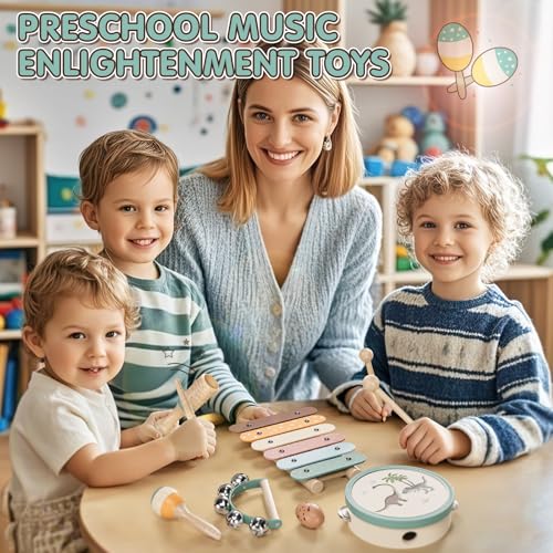 Lehoo Castle Montessori Enfant Jouet Instrument de Musique 1 2 3 Ans, Bebe Cadeau Jeux Xylophone Musicaux en Bois, Bebe Jouet Cadeau Fille Garçons