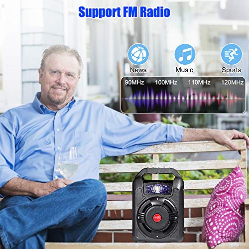 Portable PA Speaker System Wireless Bluetooth Karaoke Machine Rechargeable Speaker Toys for Kids & Adults,with Disco Ball, Wired Microphone