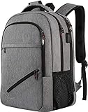 Laptop Backpack,Business Travel Laptop Backpack with USB Charging Port for Men Womens, Anti-Theft Water Resistant College School Bookbag Computer Backpack Fits 15.6 Inch Laptop & Notebook -Grey 