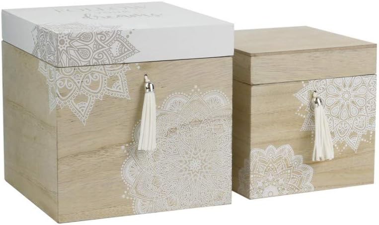 The home deco factory – Juego de 2 Cajas encajables Madera: Amazon.es: Hogar