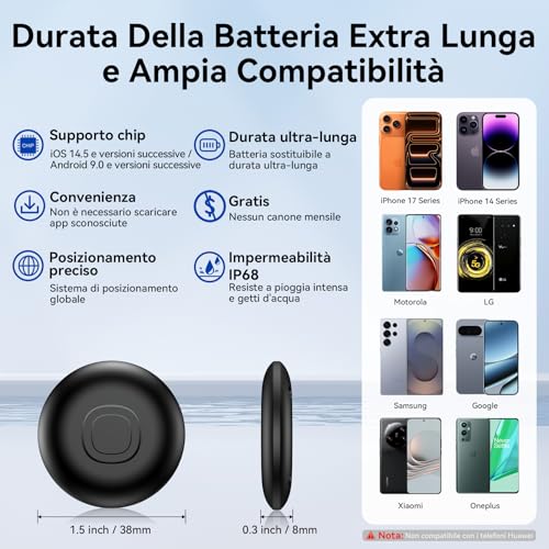 CMINGKEJI Car GPS Tracker, GPS Tracker for Car, Air Tracker GPS Android and iOS Without Subscription, Ultra Long Autonomy, IP68 Waterproof, Super Magnetic Smart Tag for Motorcycle, Bike (Black)