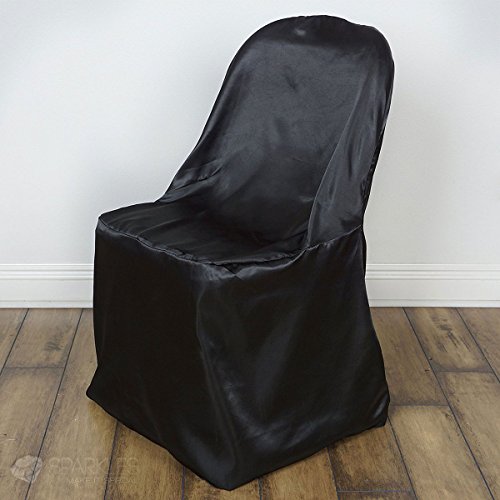 Sparkles Make It Special 1 pc Satin Folding Chair Covers - Wedding Reception Banquet Party Restaurant Universal Fitted - Black