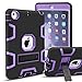 MAKEIT CASE for iPad mini Case, for iPad Mini1/ 2/3 Case, 3in 1 Heavy Duty Full-Body Protection Kickstand Combo Hybrid Impact Silicone Hard Case Cover for iPad mini 1/2/ 3 (Black/Purple)