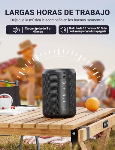 UOHHBOE Bluetooth 5.3 Speaker, Powerful Bluetooth Speaker with RGB Light, Powerful Bass, 15 W Bluetooth Speakers, Waterproof IPX5, TWS/AUX/TF – Ideal for Parties, Beach and Outdoors