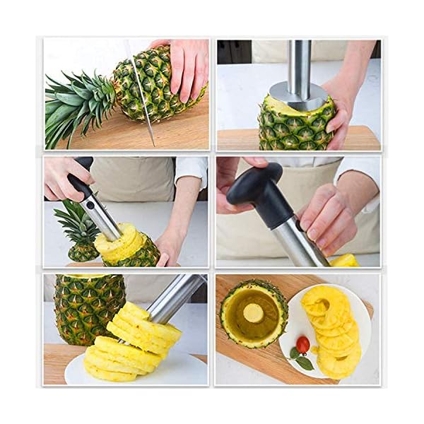 BuyAway Pineapple Corer — 2 in 1 Stainless Steel Pineapple Cutter & Corer Kitchen Tools & Gadgets, Pineapple core Makes Perfect Pineapple Rings and Pineapple Cubes Without a Mess