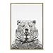 Kate and Laurel Sylvie Bear Animal Print Black and White Portrait Framed Canvas Wall Art by Simon Te Tai, 23x33 Natural
