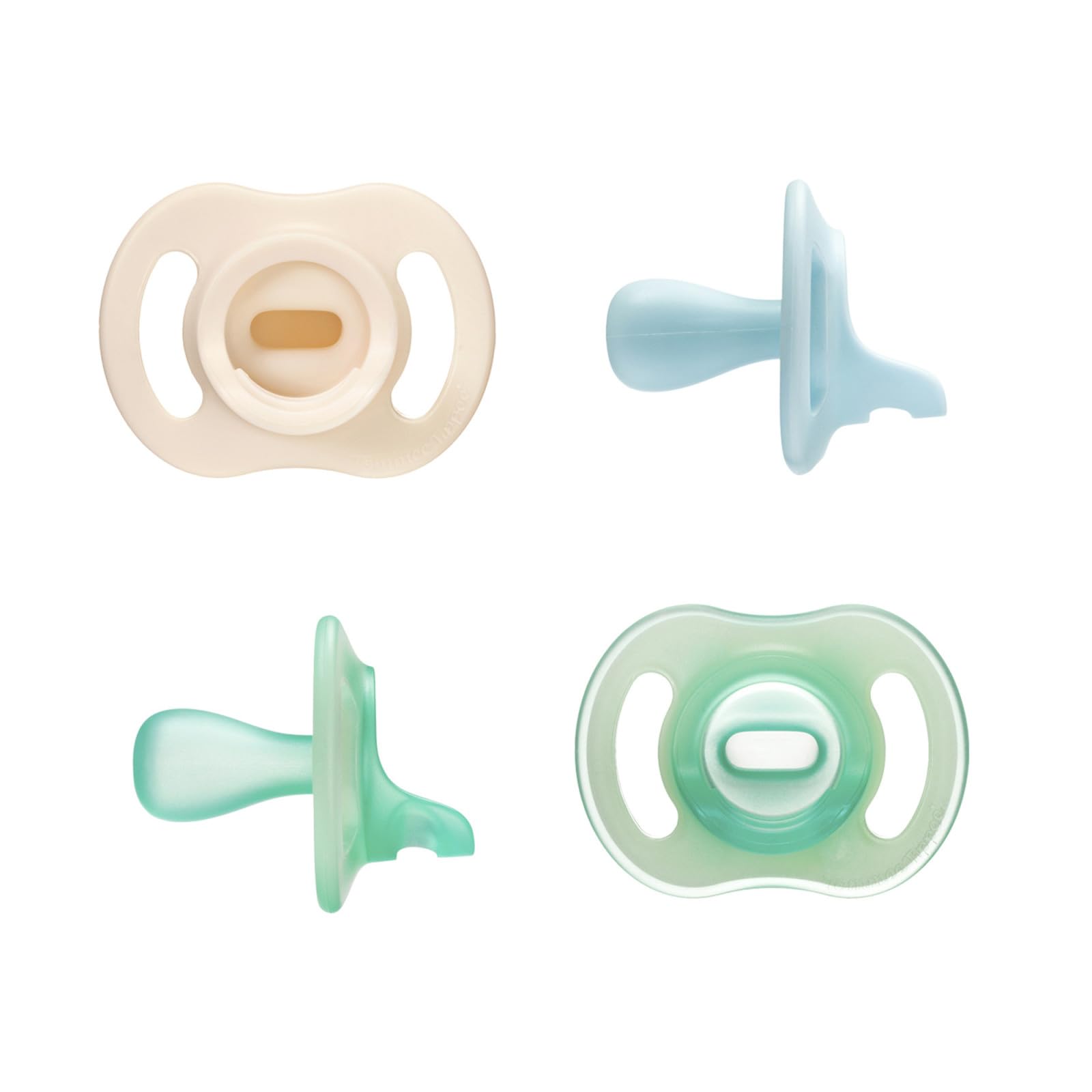 Photo 1 of Tommee Tippee Stay Put Pacifier Set, Contains 2 Ultra-Light StayPut Glow in The Dark Pacifiers and 2 Ultra-Light StayPut Pacifiers, 0-6 Months, Colors May Vary, One-Piece Silicone Design, Pack of 4
