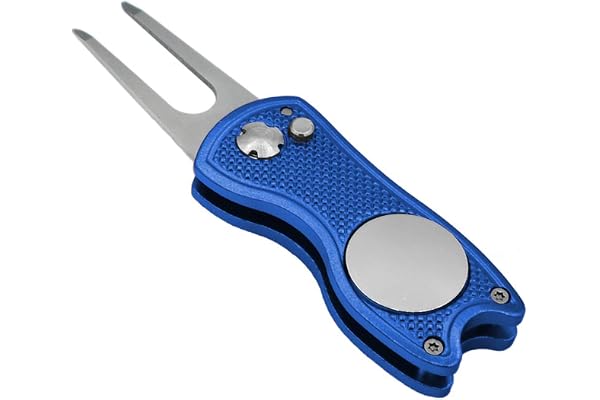 Golf Divot Repair Tool with Pop-up Button & Magnetic Ball Marker Pitch Mark, Lightweight, Portable,