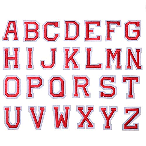 J.CARP Alphabet A to Z Patches, Iron on Sew on Letters for Clothe, 26pcs Red